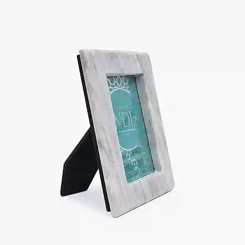 CASA DECOR Marble Natural Infinity Photo Frame For Home and Office Table Decor 4x6 Inches (White, Pack of 1)