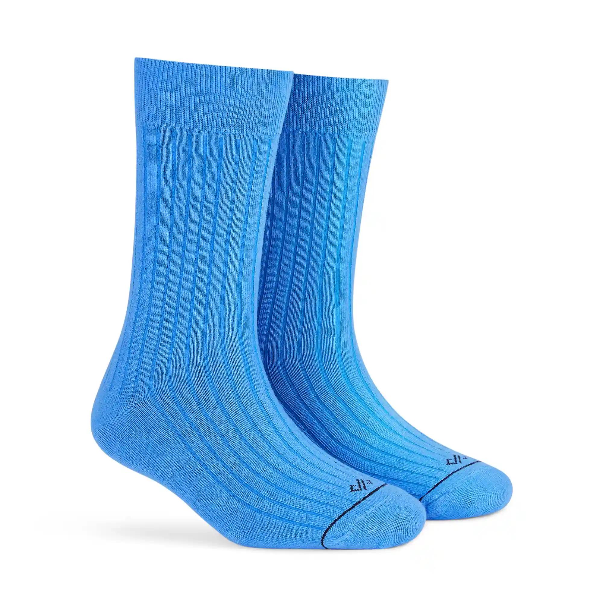 DYNAMOCKS Men's and Women's Combed Cotton Solid Crew Length Socks (Pack of 1) (Blue, Free Size)