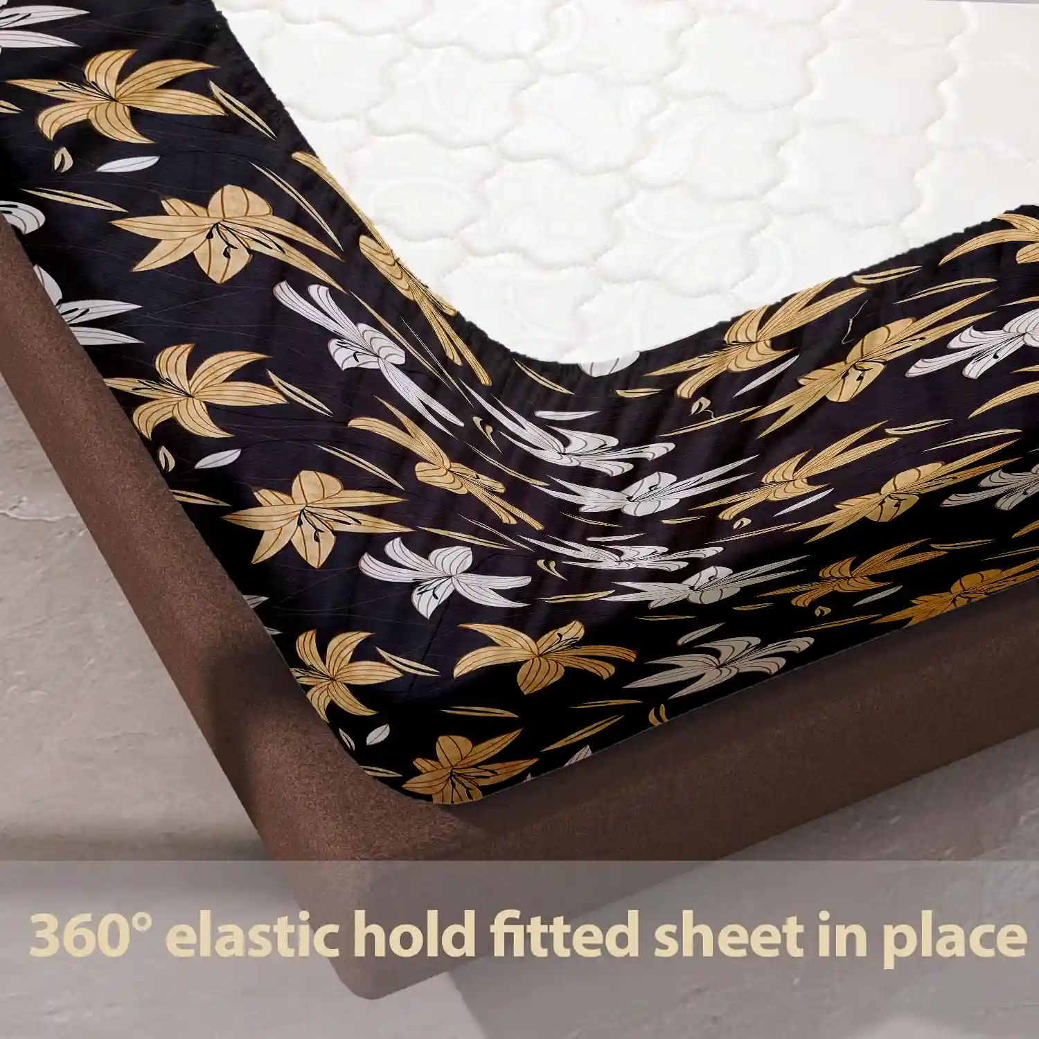 HOMIEE Glace Cotton Elastic Fitted Bed Sheet for Double Bed, Soft, Breathable & Durable Chadar with Deep Pockets, Wrinkle-Resistant, Fade-Proof & Perfect for All Seasons - Dune