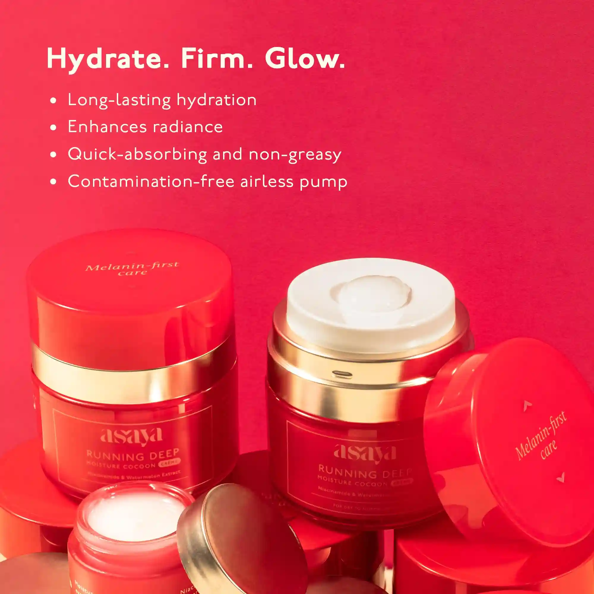 Asaya Moisture Cocoon Creme | Lightweight Moisturizing Cream | Niacinamide, Watermelon & Coconut Water Extract | Soothes, Firms & Adds Glow | Non-Sticky | For Dry to Normal Skin Types | 50 gm