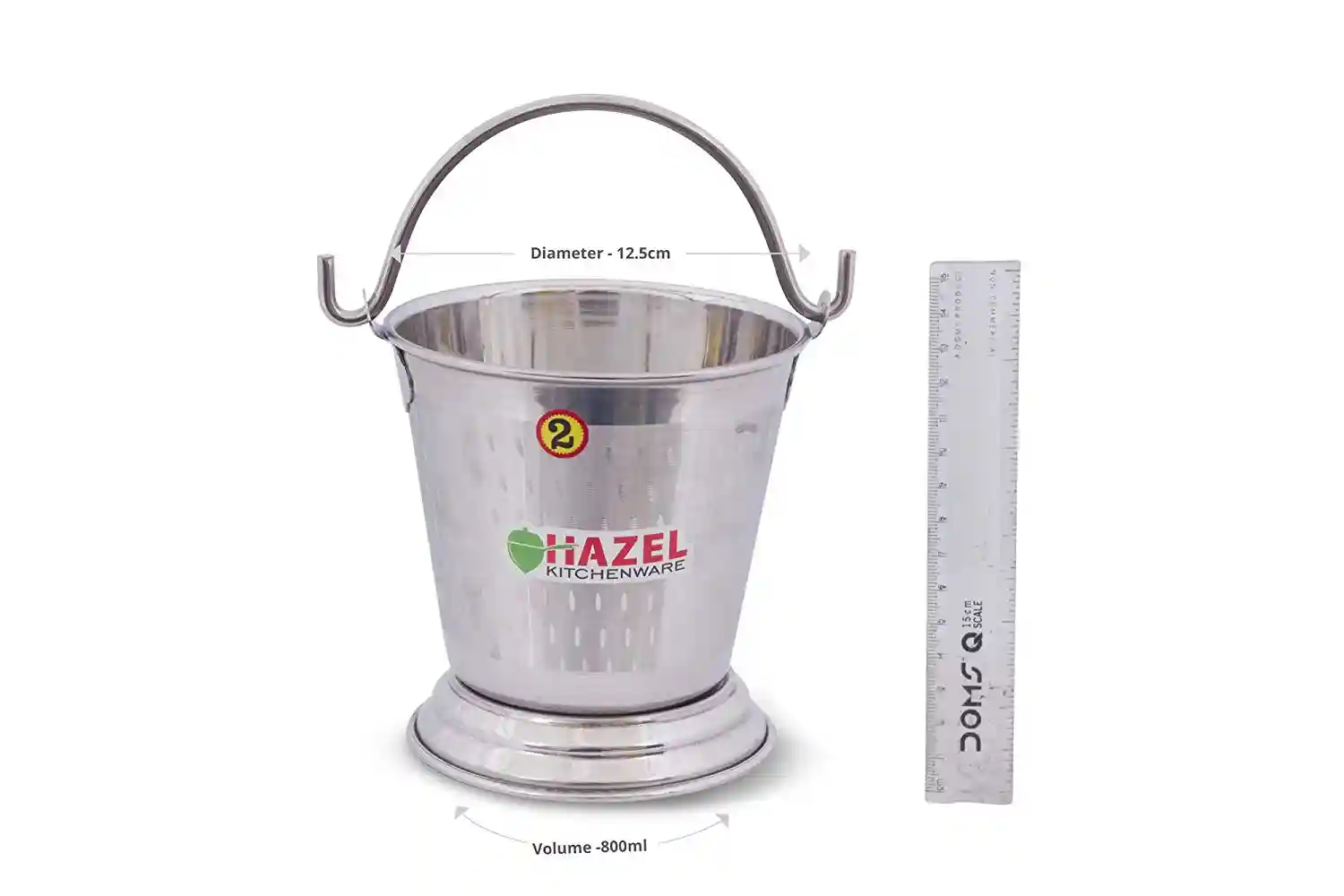 HAZEL Stainless Steel Serving Bucket, 800ml, 1 Piece (Silver)