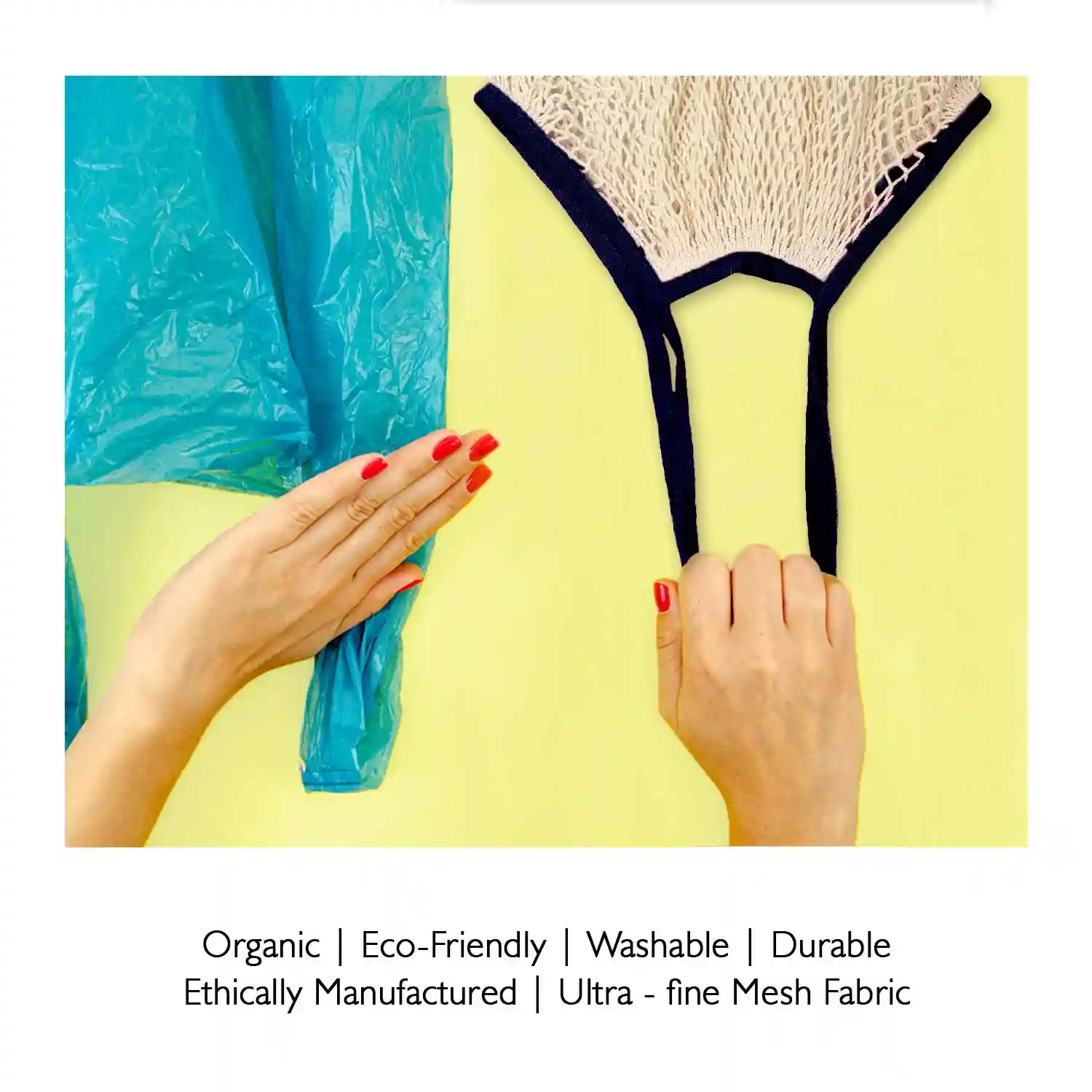 Eco Right Organic Cotton Mesh Bag, Reusable Net Bags for Vegetable Storage & Grocery Shopping