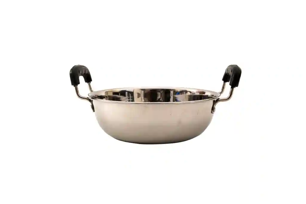 HAZEL Stainless Steel Kadai with Handle, Silver, 1.3 litres