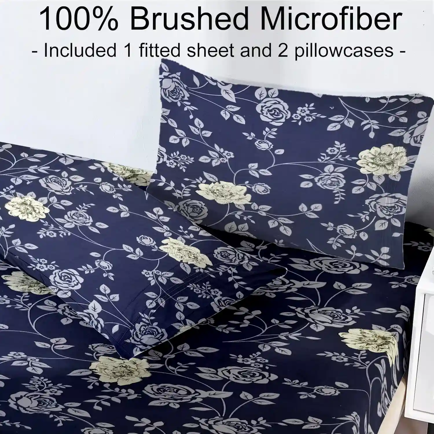 HOMIEE Glace Cotton Elastic Fitted Bed Sheet for Double Bed, Soft, Breathable & Durable Chadar with Deep Pockets, Wrinkle-Resistant, Fade-Proof & Perfect for All Seasons - Bluewood