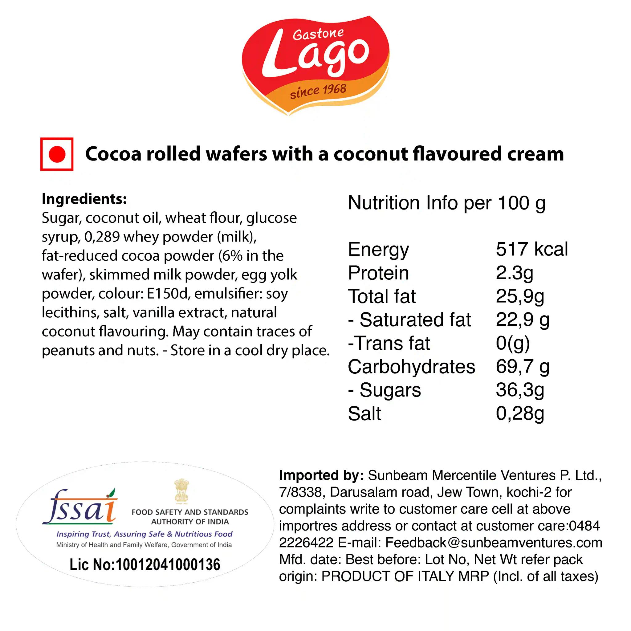 Lago Mini Roll Coconut 125g