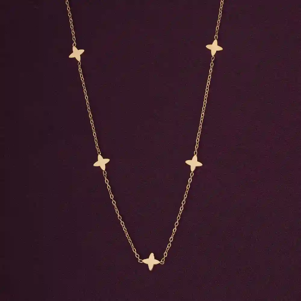 Palmonas 18K  Gold Plated Dainty Clover Flower Necklace For Womens Waterproof & Anti-Tarnish
