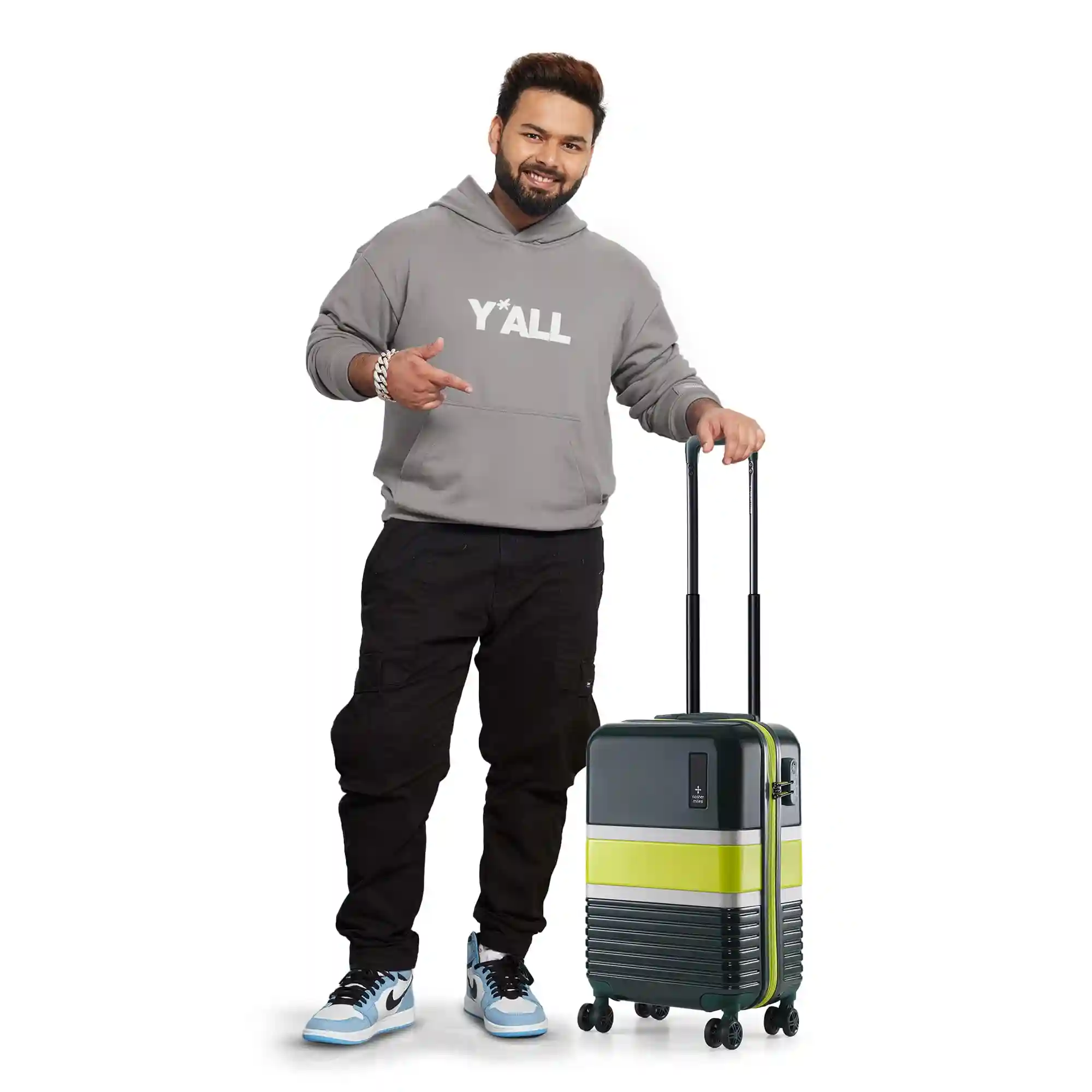 Nasher Miles Mexico Hard-Sided Polycarbonate Check-in Luggage Dark Green and Lime 28 inch |75cm Trolley Bag