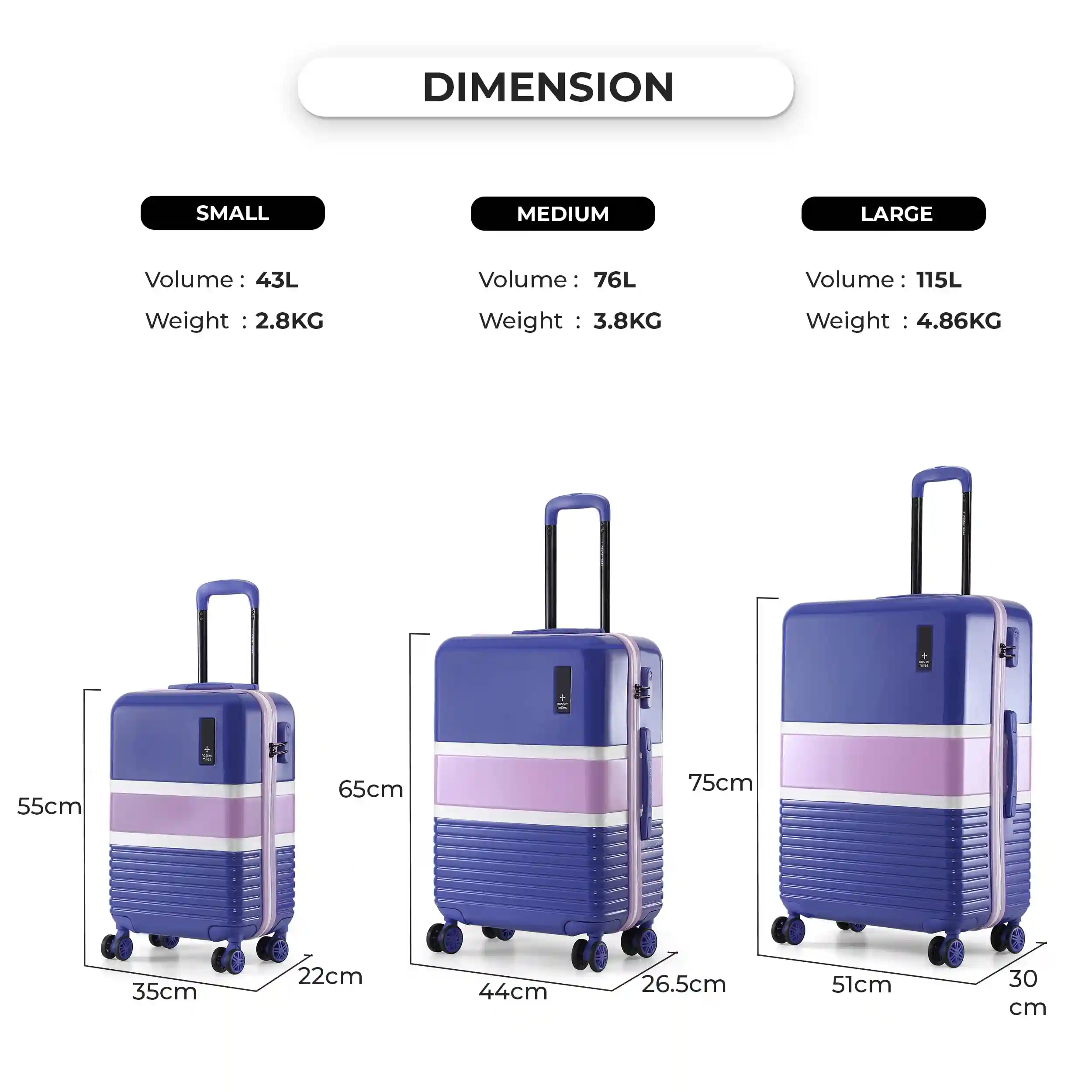Nasher Miles Mexico Hard-Sided Polycarbonate Check-in Luggage Blue and Pink 28 inch |75cm Trolley Bag