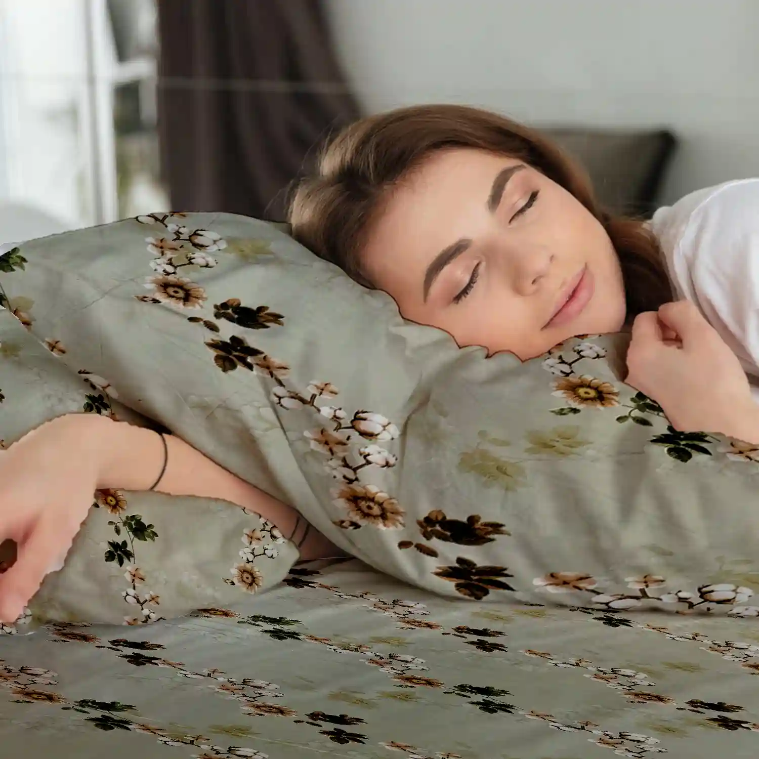 HOMIEE Glace Cotton Elastic Fitted Bed Sheet for Double Bed, Soft, Breathable & Durable Chadar with Deep Pockets, Wrinkle-Resistant, Fade-Proof & Perfect for All Seasons - Coral Reef