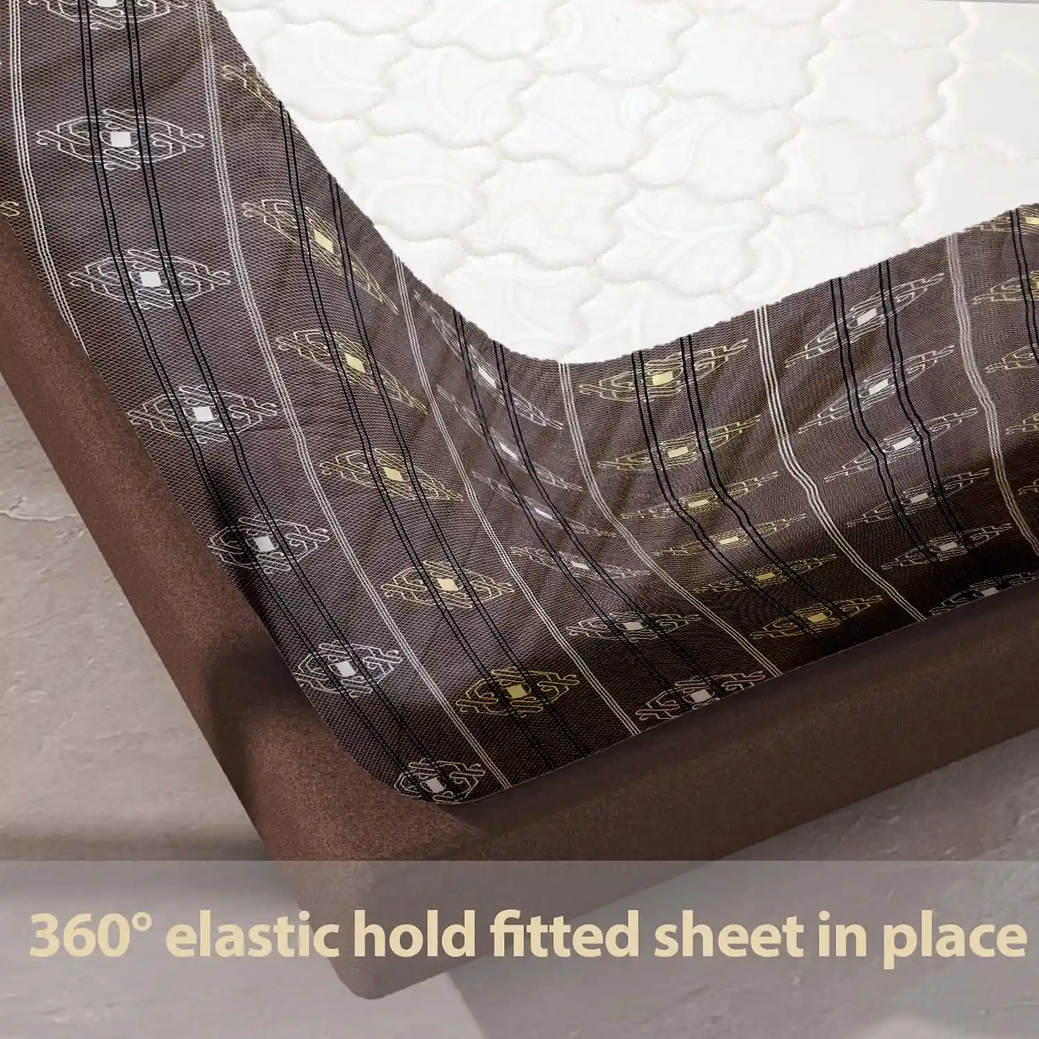 HOMIEE Glace Cotton Elastic Fitted Bed Sheet for Double Bed, Soft, Breathable & Durable Chadar with Deep Pockets, Wrinkle-Resistant, Fade-Proof & Perfect for All Seasons - Eclipse