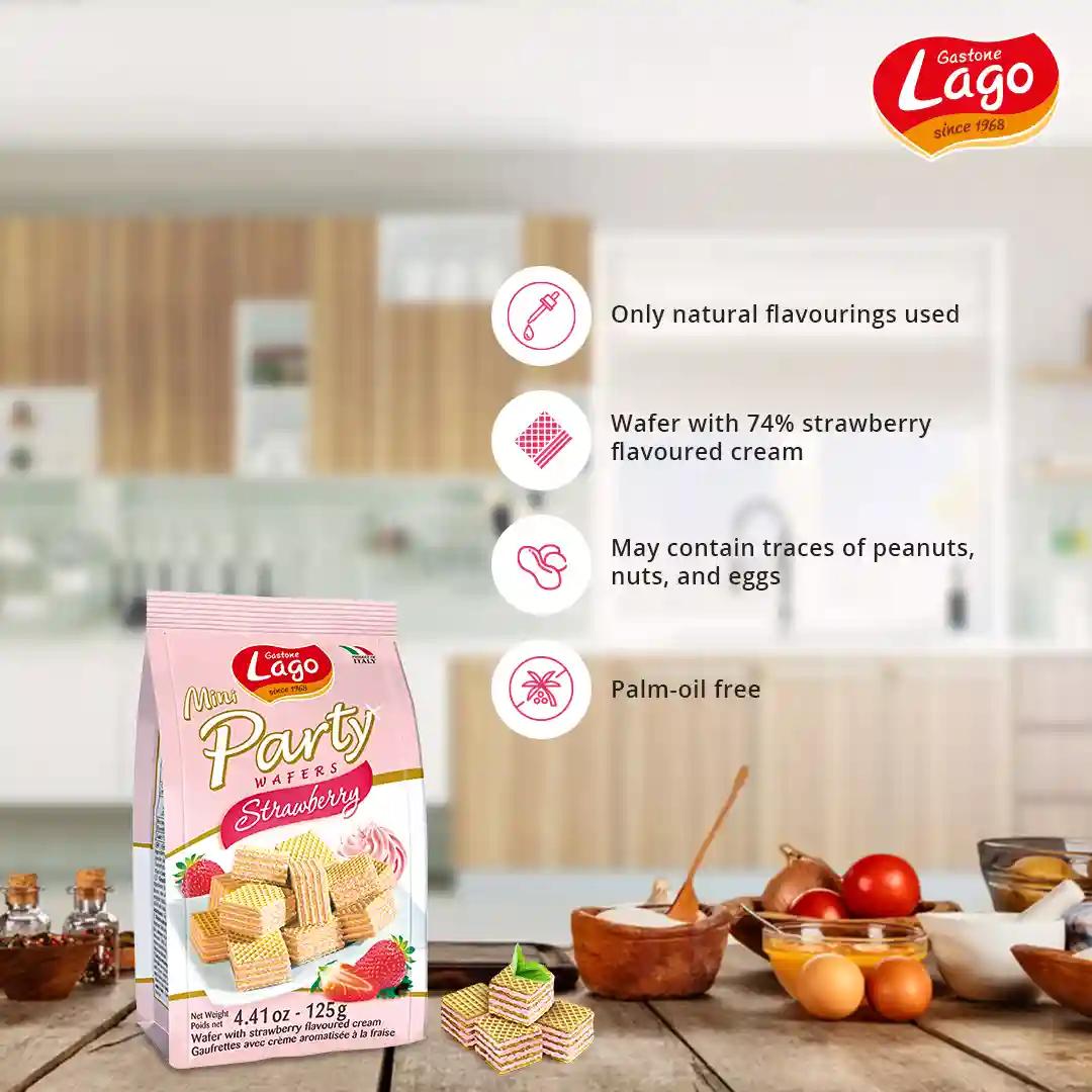 Lago Mini Party Wafers Strawberry Cream 125g