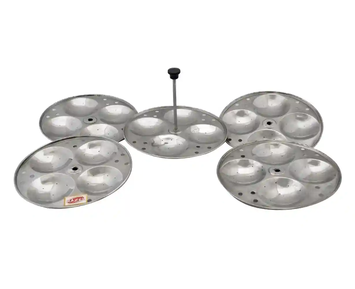 HAZEL Idli Stand Stainless Steel | 5-Rack Idli Plates for 20 Pieces Regular Size Idli Preparation | Supreme Quality Food Grade Idli Stand Ideal for Daily Usage