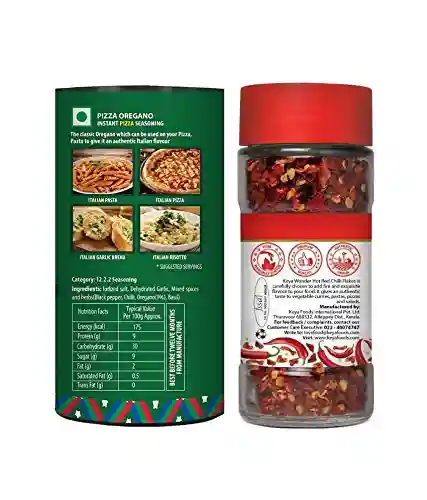 KEYA Combo of Italian Pizza Oregano 80gm, Red Chilli Flakes 40gm, Pack 2