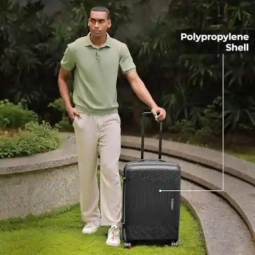 Nasher Miles Coorg Hard-Sided Polypropylene Luggage Set of 2 Black Trolley Bag|Suitcase (55 & 65 cm)