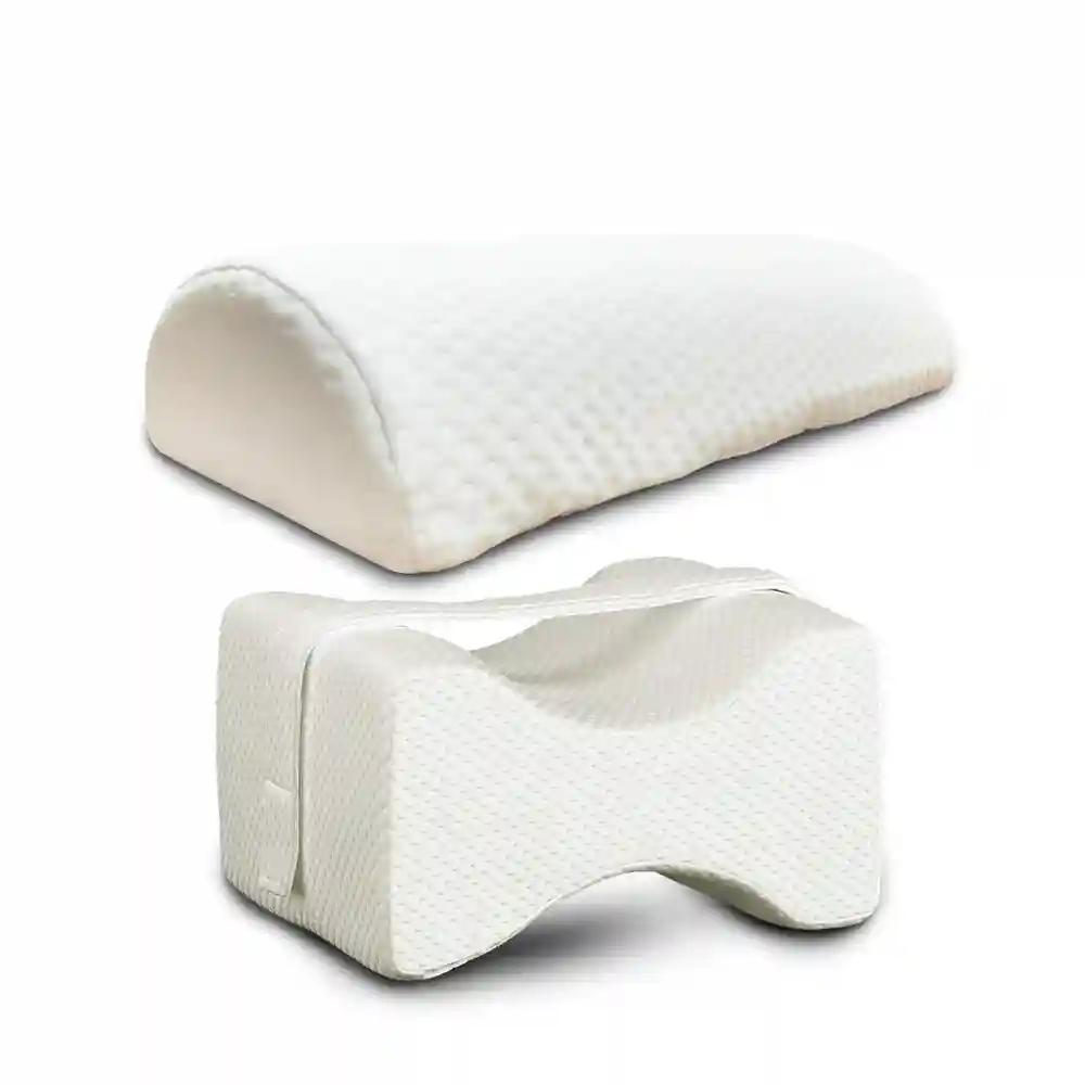 Sleepsia Orthopedic Memory Foam Knee & Half Moon Multi Use Pillows - Pain Relief, Head, Knee,Leg, Back Support Bolster Pillows For Effective Body Posture Improvement (Combo)