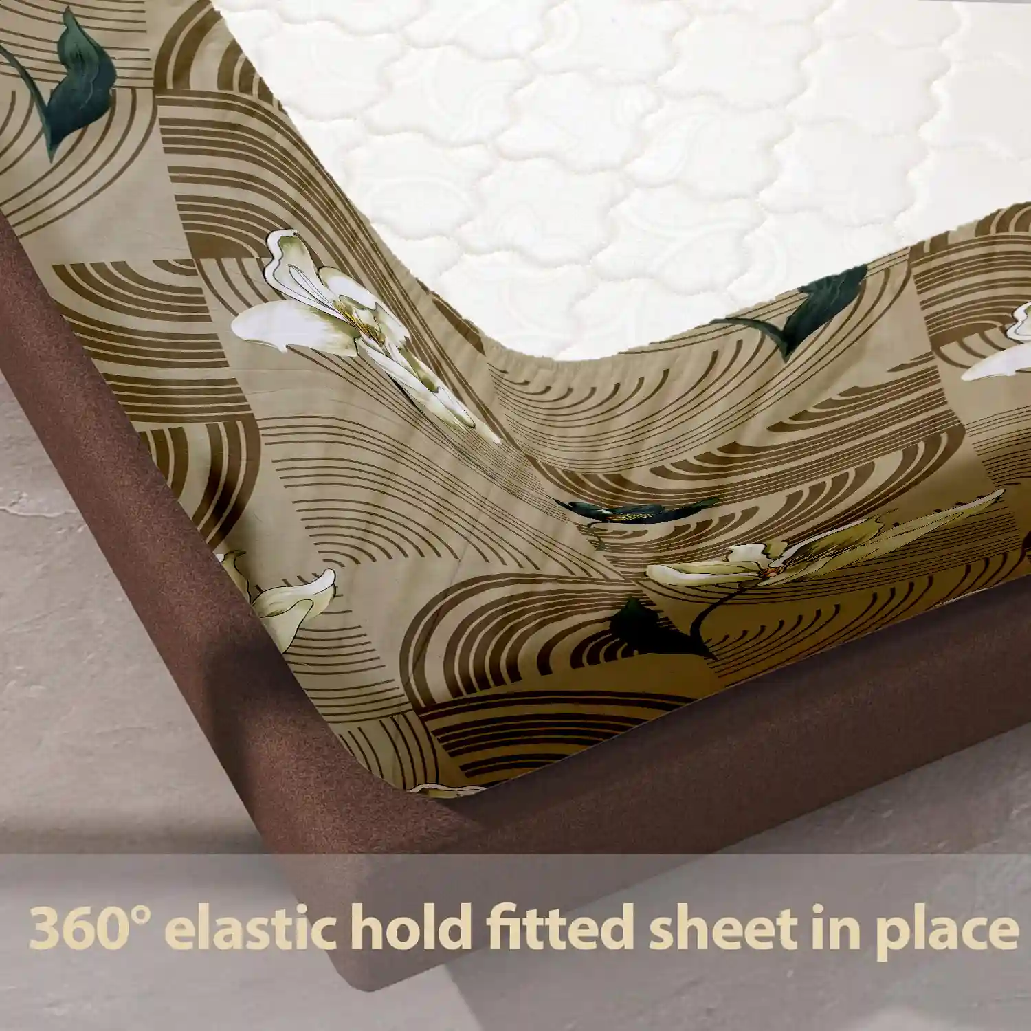HOMIEE Glace Cotton Elastic Fitted Bed Sheet for Double Bed, Soft, Breathable & Durable Chadar with Deep Pockets, Wrinkle-Resistant, Fade-Proof & Perfect for All Seasons - Metal