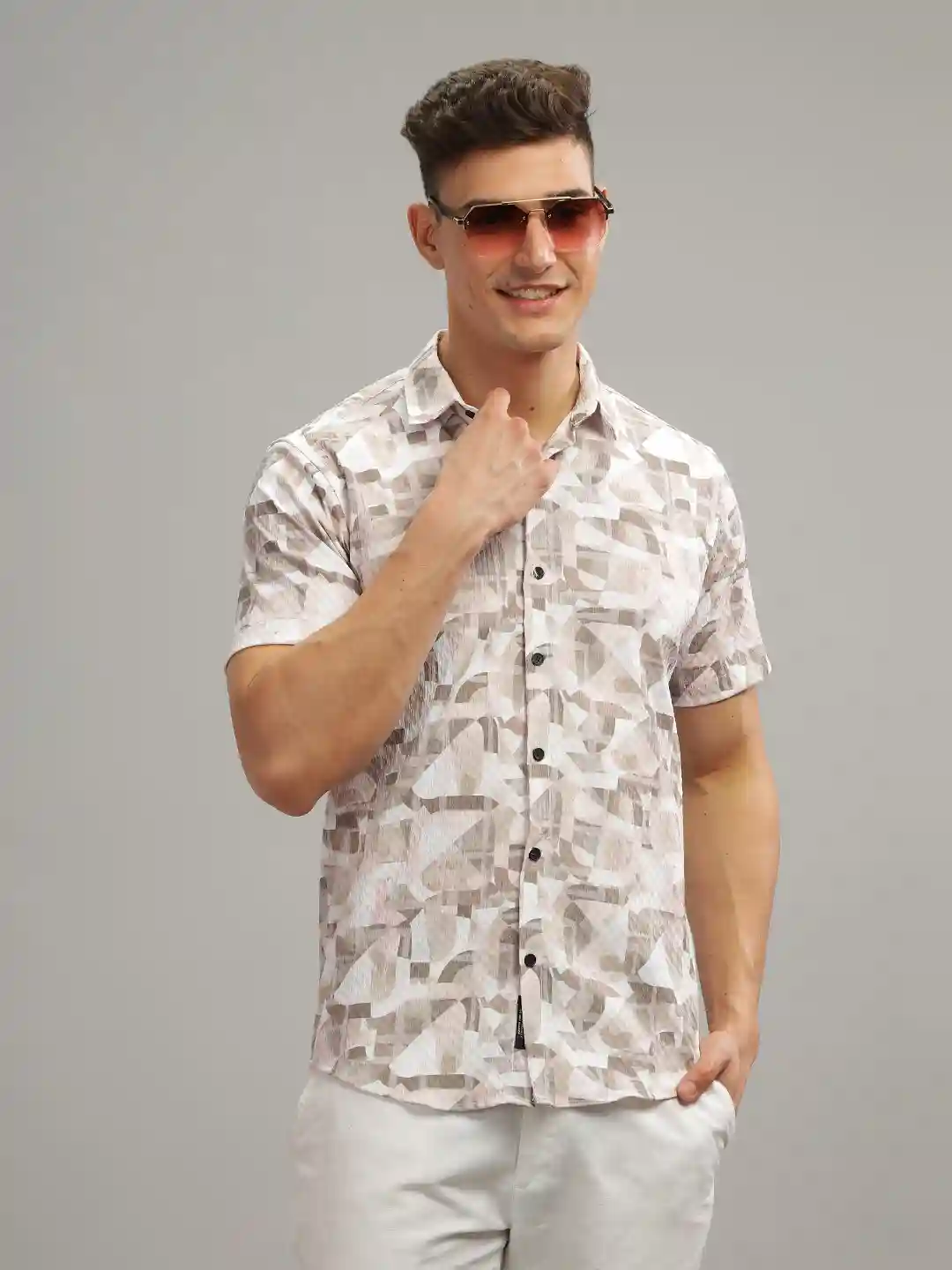 Brown Debar Waffle Shirt S