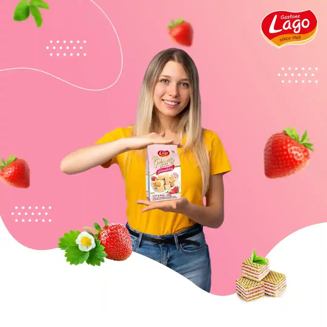 Lago Mini Party Wafers Strawberry Cream 125g