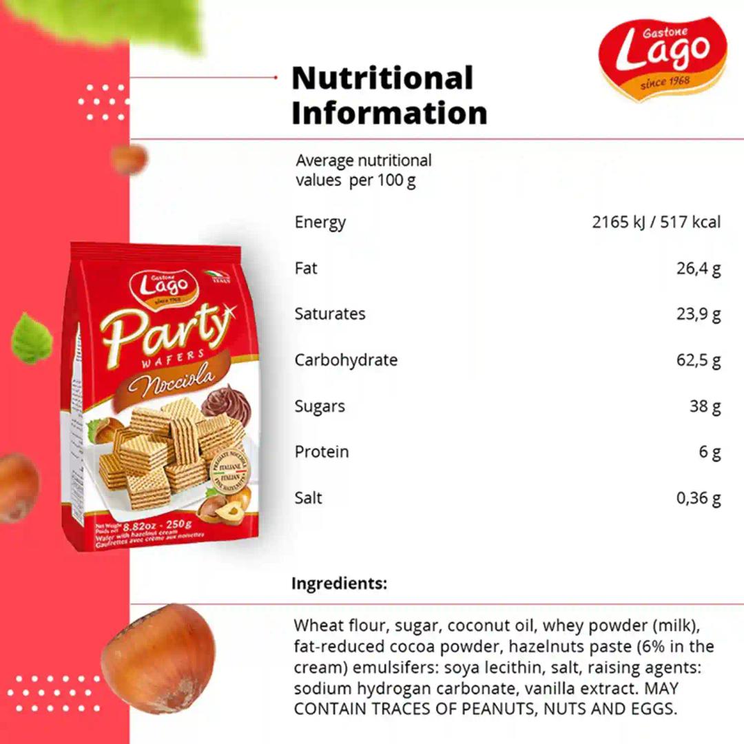 Lago Party Wafers Hazelnut 250g