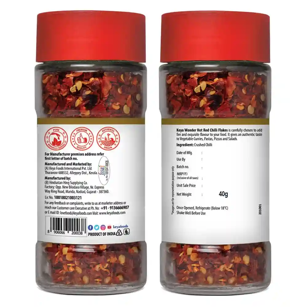 KEYA Combo of Pizza Seasoning 45gm, Red Chilli Flakes 40gm, Pack of 2
