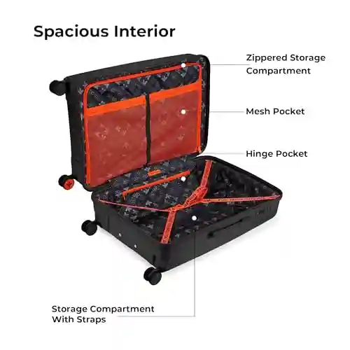 Nasher Miles Coorg Hard-Sided Polypropylene Luggage Set of 2 Black Trolley Bag|Suitcase (55 & 65 cm)