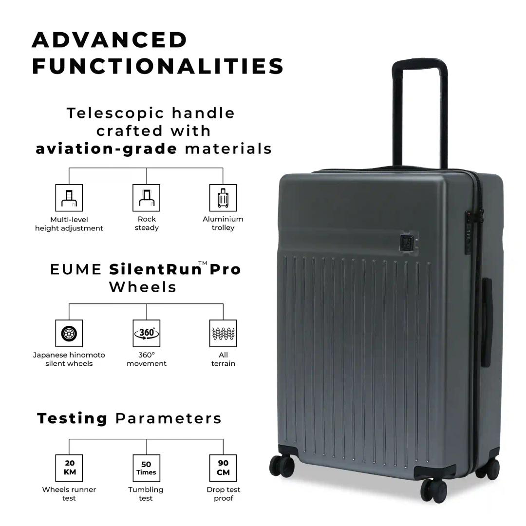 EUME Classic Cabin 55 Cm, Check-In Medium 65 Cm, Check-In Large 75 Cm Luggage-Set Of 3-Graphite Grey