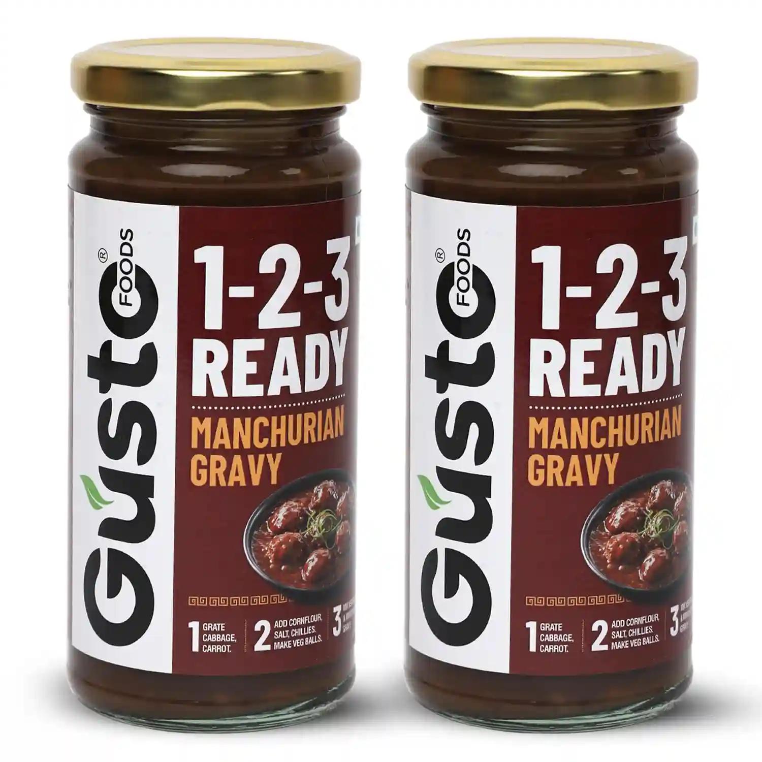 Gusto Foods Ready to Cook Manchurian Gravy Combo (Pack of 2) - 500gm | Indo-Chinese Gravy | Each Bottle Contains 250 gm | Resturant like Chinese at Home | Ready to Cook in 3 Easy Steps