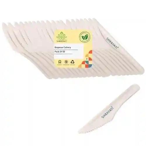 SHRAYATI Disposable Paper Knife, 50 pcs, Pack of 3, Biodegradable Paper Knife, Environmentally-Friendly, Perfect for Picnics, Parties, and Catering