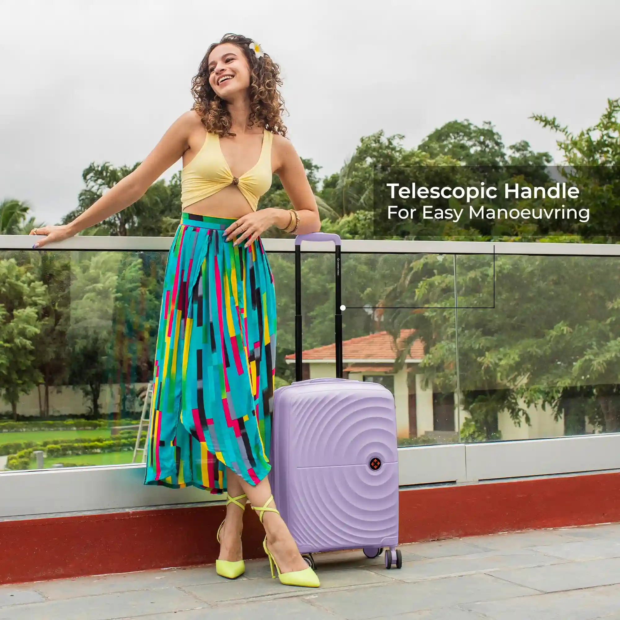 Nasher Miles Seattle Hard-Sided Polypropylene Check-in Luggage Pastel Purple 24 inch |65cm Trolley Bag Suitcase