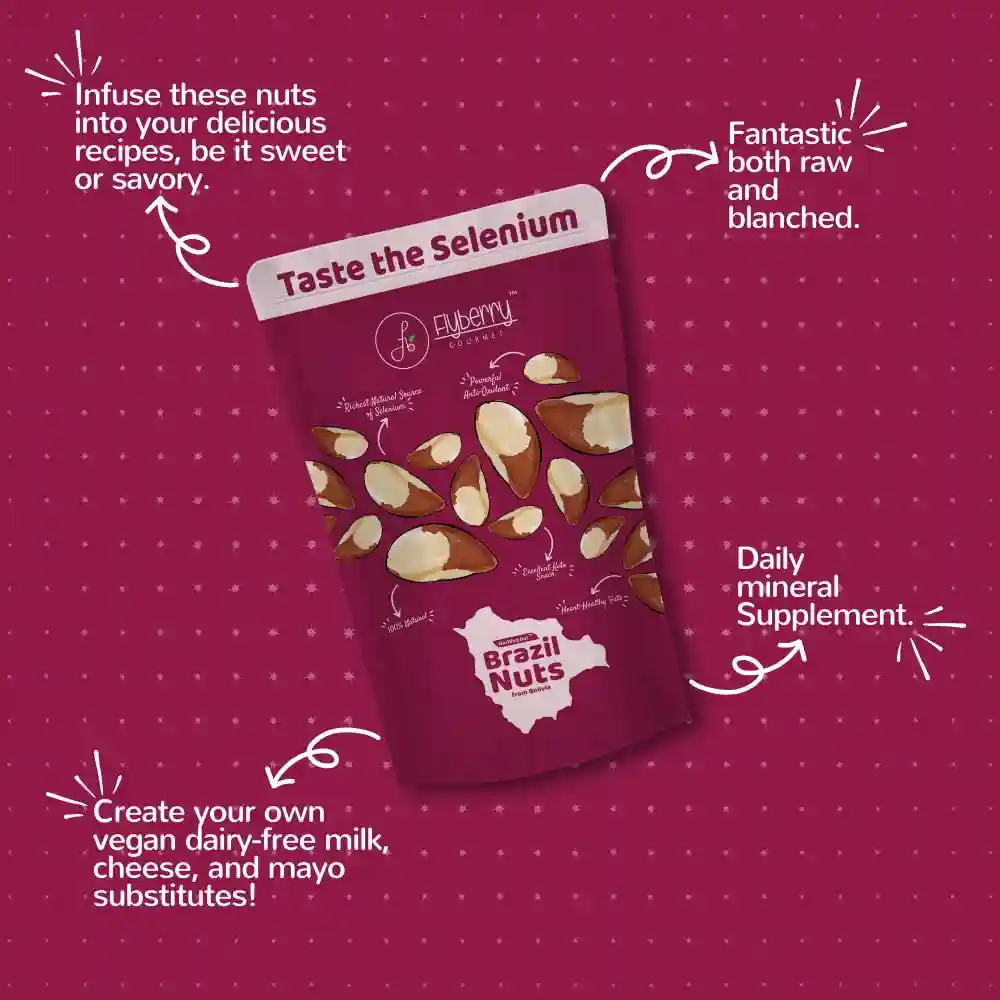 Flyberry Gourmet Jumbo Brazil Nuts, 100g | 100% Natural | Imported from Bolivia| Rich in Iron| Best for Cholesterol
