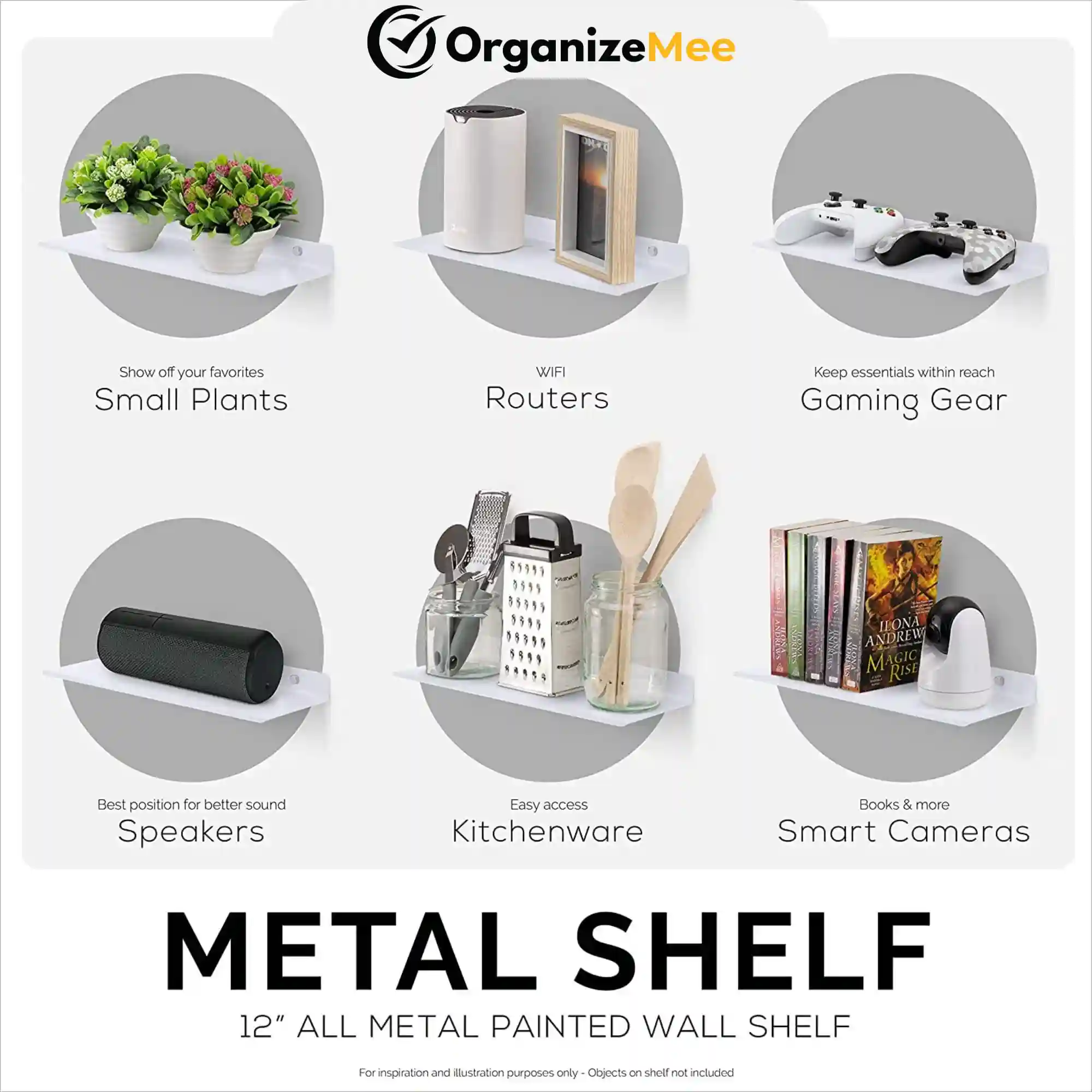 ORGANIZEMEE Metal Small Wall Mounted Shelves,Bluetooth Speaker,Wi-Fi Camera Stand Corner Floating Shelf For Living Room & Bedroom,Home Decor Items Plant Pot Mounting Racks
