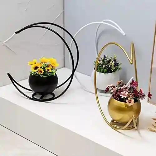 AMASS HANDICRAFTS Metal Geometric Design Vase with Gold Finish - Table Decorative Flower Pot Flower Vase for Home Decor Living Room Central Side Table (Size 24 x 24cm)