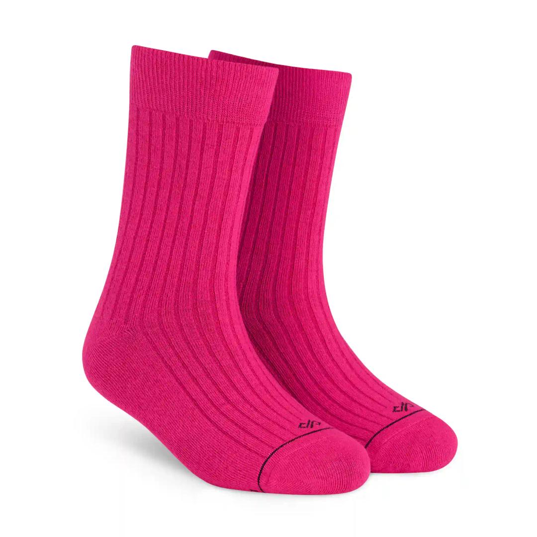 DYNAMOCKS Men's and Women's Combed Cotton Solid Crew Length Socks (Pack of 1) (Pink, Free Size)