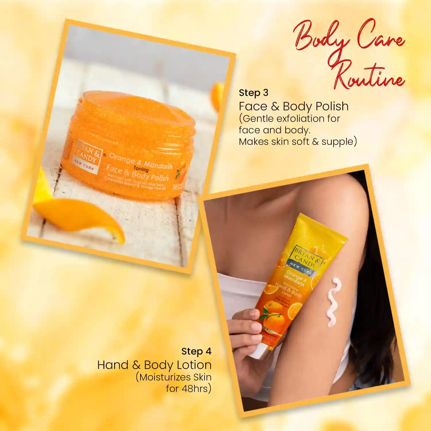 Bryan & Candy Orange & Mandarin Bath Tub Kit | Gift For Set For Women And Men, Complete Home Spa Experience, 100% Vegan, SLS & Paraben Free, Ph5.5 Skin Friendly (Shower Gel, Hand & Body Lotion, Sugar Scrub, Body Polish)