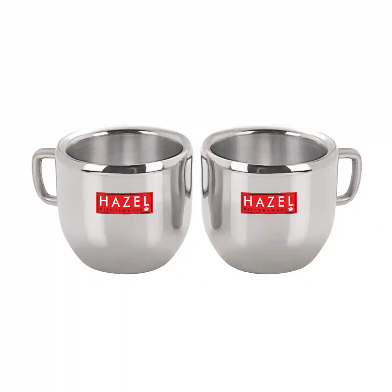 HAZEL Stainless Steel Tea/Coffee Cup - 2 Pieces, Silver, 100 ml