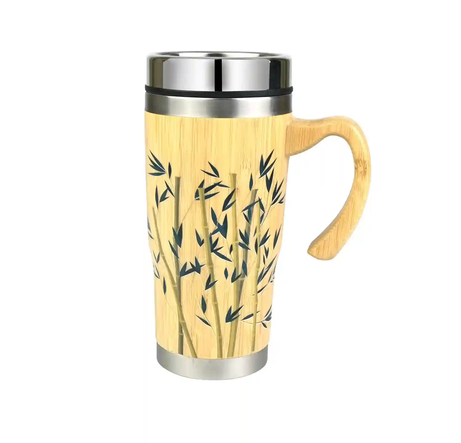 CORNER ART STORE Bamboo Stainless Steel Tumbler with Lid and Handle I Bamboo Stainless Steel I Artisanal Craftsmanship | Sustainably Designed with Hot & Cold Insulation | Leak and Sweat Proof I Equipped for Effortless Use | Ideal for Home, Office, Gym, Travel, Professionals and Gifting |500 ML | Enchanted Forest Fairy Collection | Eco-Friendly