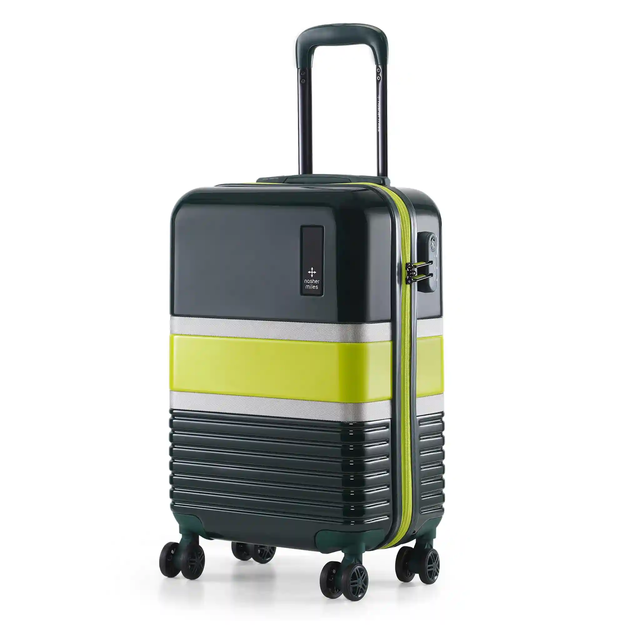 Nasher Miles Mexico Hard-Sided Polycarbonate Check-in Luggage Dark Green and Lime 28 inch |75cm Trolley Bag