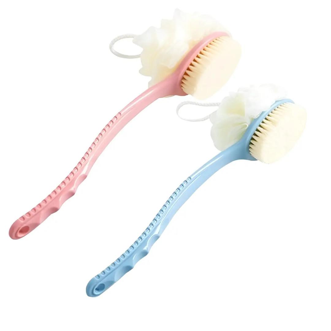 KHUSHIYA ENTERPRISE 2 IN 1 Back Body Bath Brush with Bristles and Loofah Back Scrubber with Curved Long Handled for Skin Exfoliating Bath,Massage Bristles Suitable for Wet or Dry,Men and Women(PACK_2)