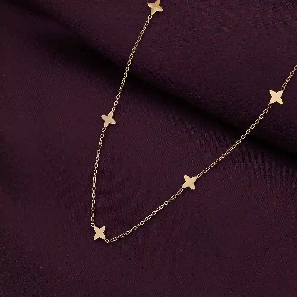 Palmonas 18K  Gold Plated Dainty Clover Flower Necklace For Womens Waterproof & Anti-Tarnish