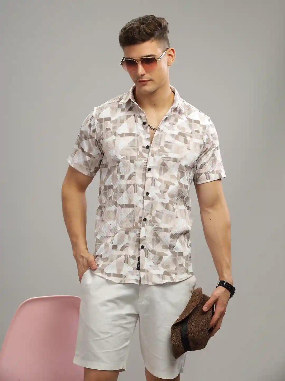 Brown Debar Waffle Shirt S