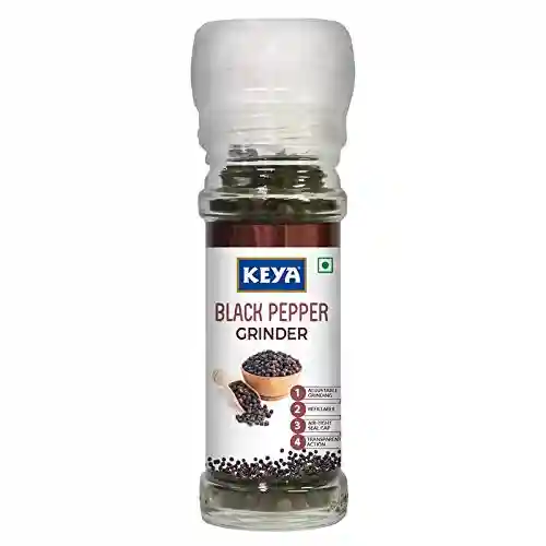 KEYA Combo of Black Pepper Grinder, 50 g, Black Salt Grinder 100 g and Rock Salt Grinder, 100 g