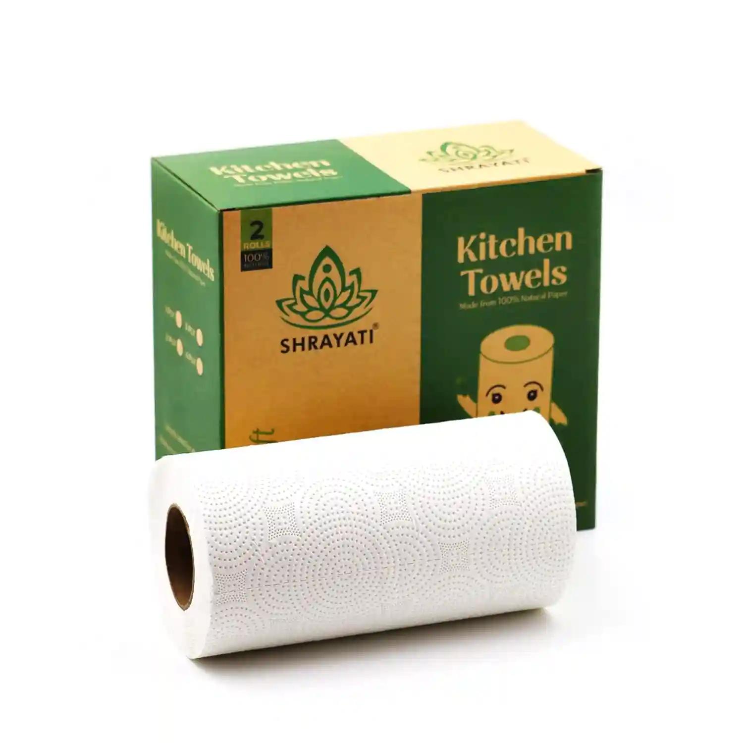 Shrayati Kitchen Soft Towel Paper Roll With 4 Ply & Plain Embossed Design Ideal For Cleaning Pack Of 2 | Paper Towels | Kitchen Towels Roll | Paper Towel Kitchen | Kitchen Tissues