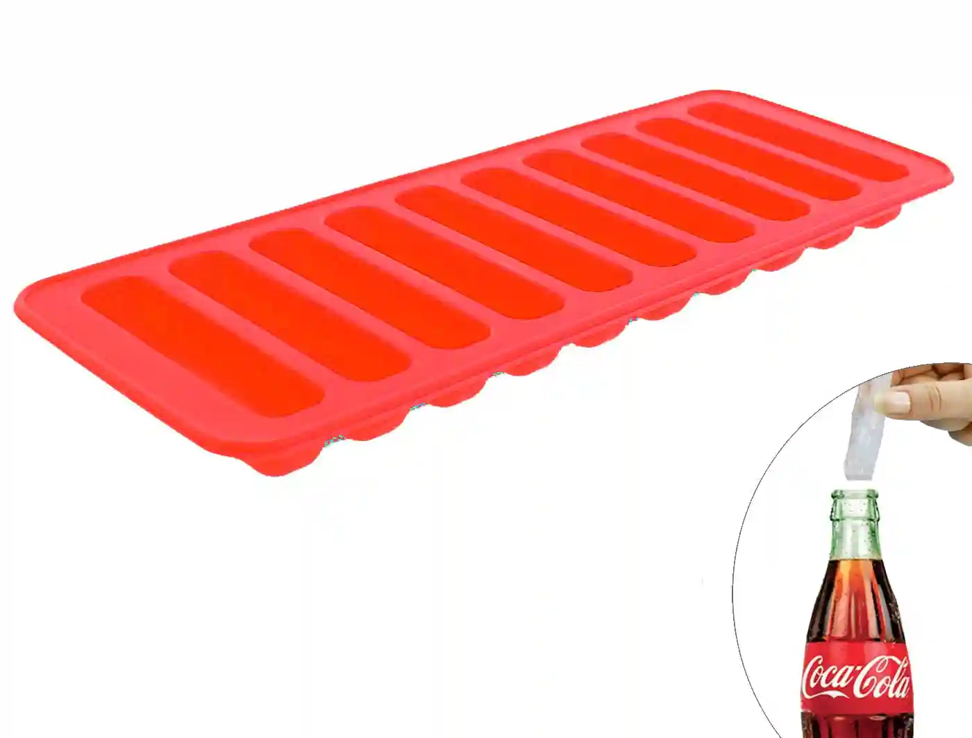 HAZEL 10 Cavity Silicone Chocolate Bar Ice Cube Mould, 1 Pc, Red