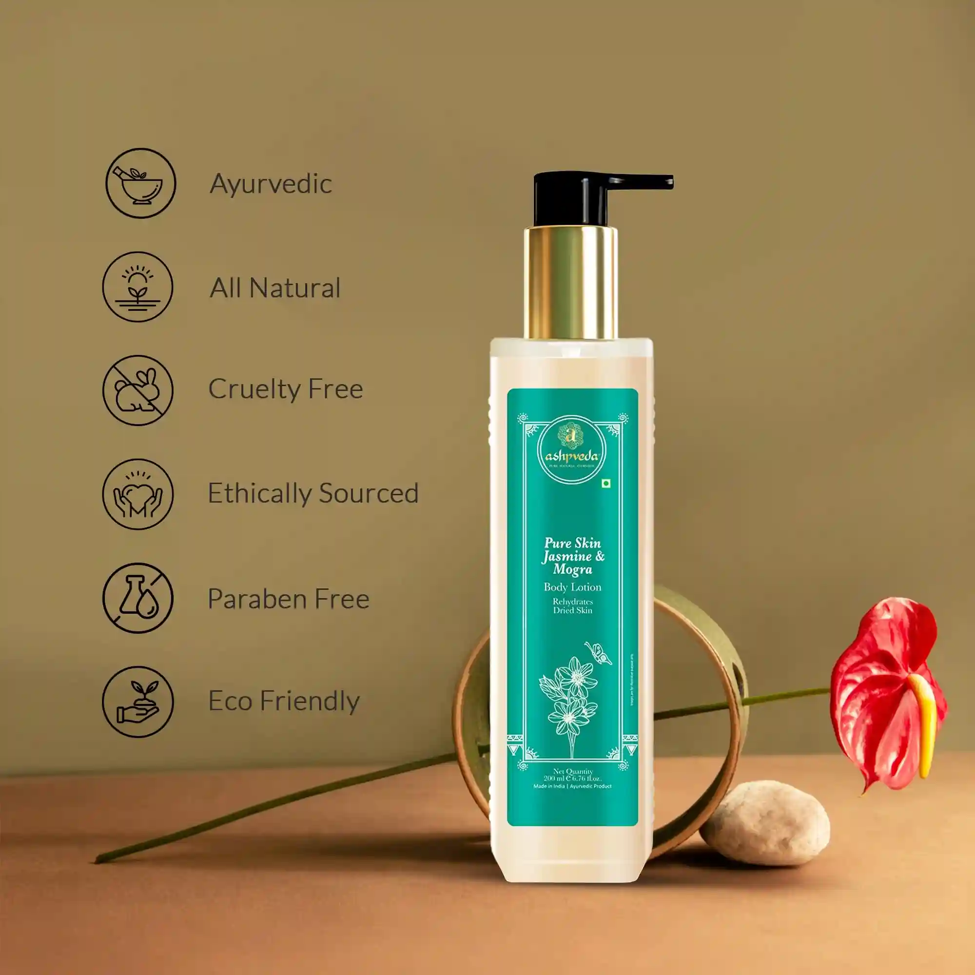 ASHPVEDA Jasmine & Mogra Winter Body Lotion | Ultra Hydrating and UV Protection Body Lotion for Dry Skin (30 ml)