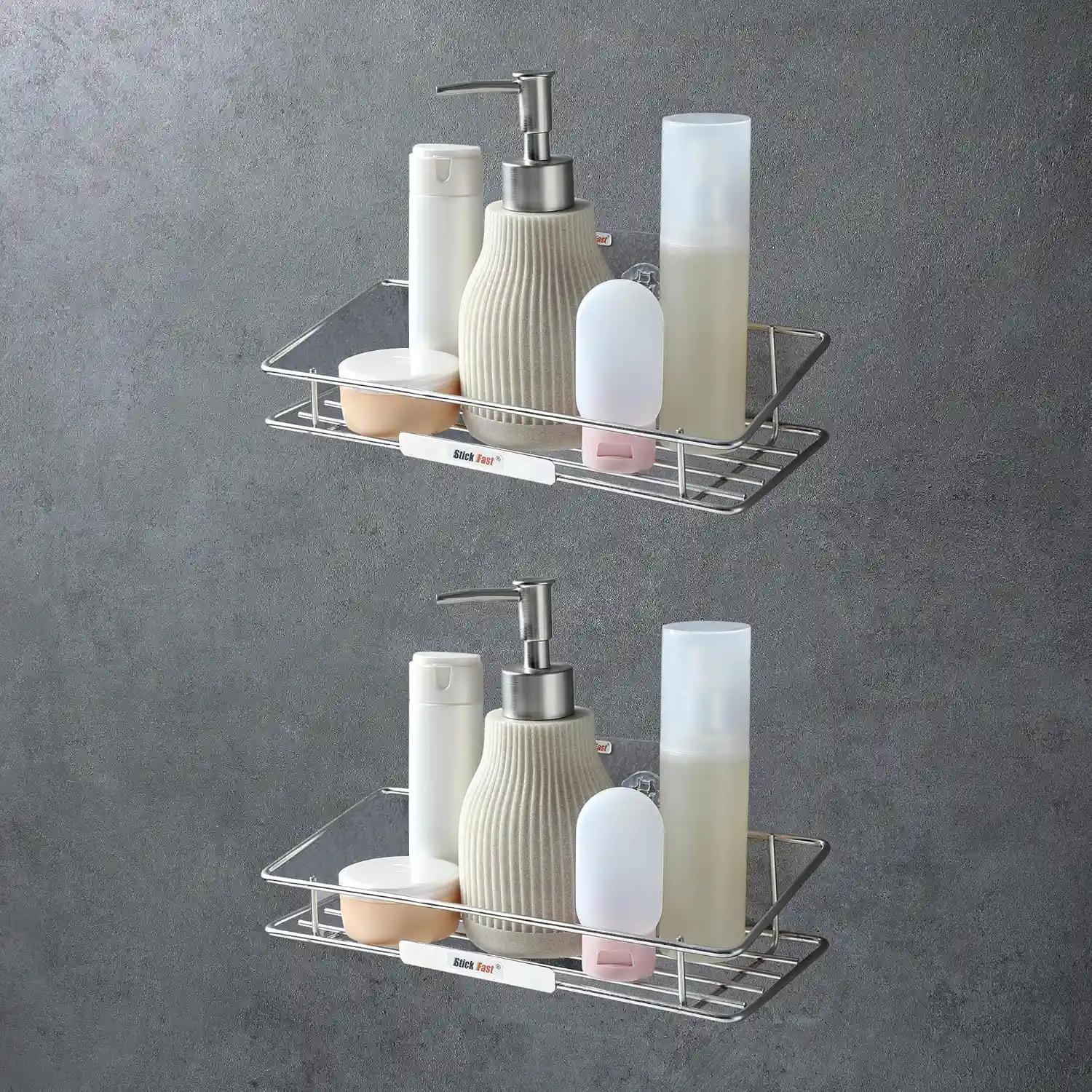 Sf - Stick Fast Stainless Steel Self-Adhesive Miniclassy Bathroom Shelf With 3M Sticker For Wall Mount Multipurpose Kitchen & Bathroom Storage Organizer Tray Rack (Sf-Miniclassy-Shelf2)