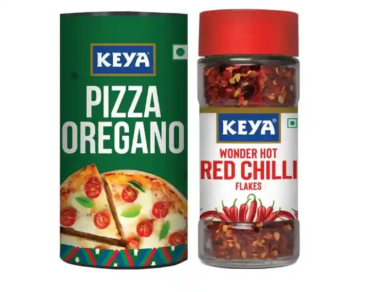 KEYA Combo of Italian Pizza Oregano 80gm, Red Chilli Flakes 40gm, Pack 2