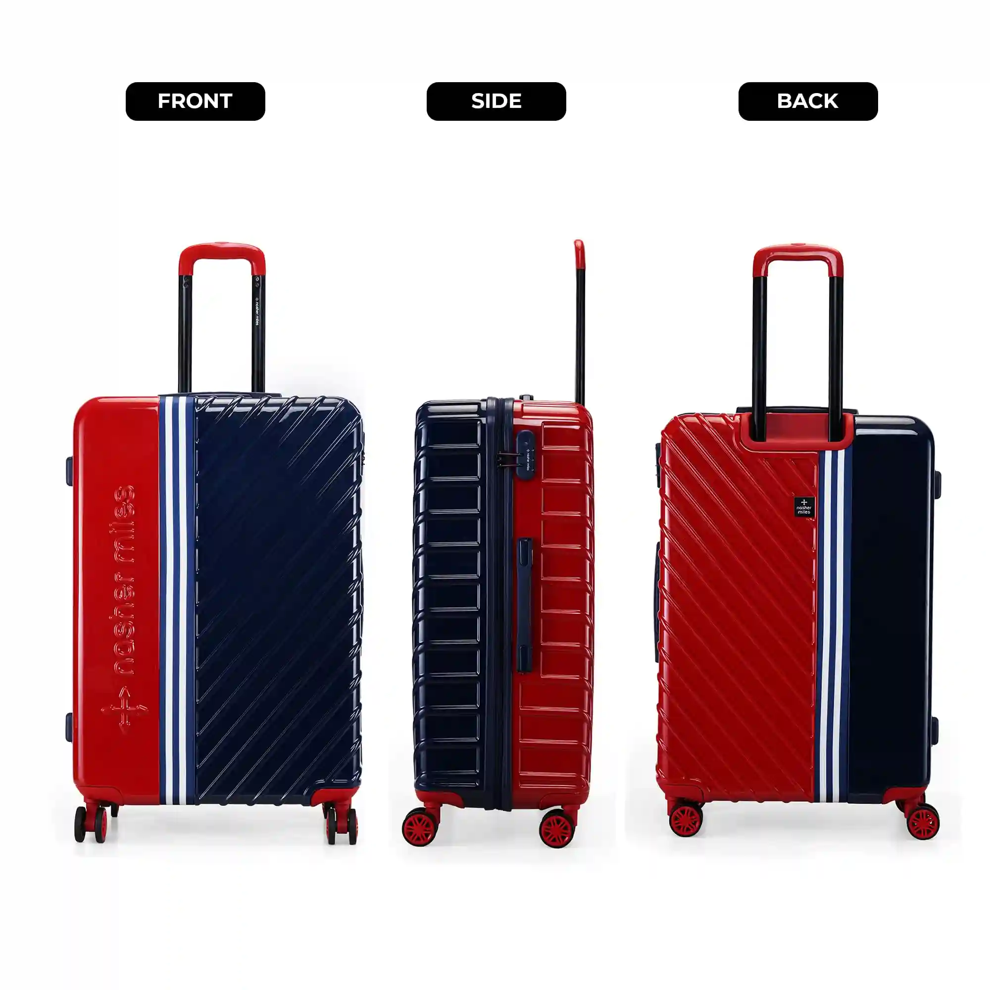 Nasher Miles Vegas Hard-Sided Polycarbonate Luggage Set of 2 Red&Blue Trolley Bags (55 & 65 cm)