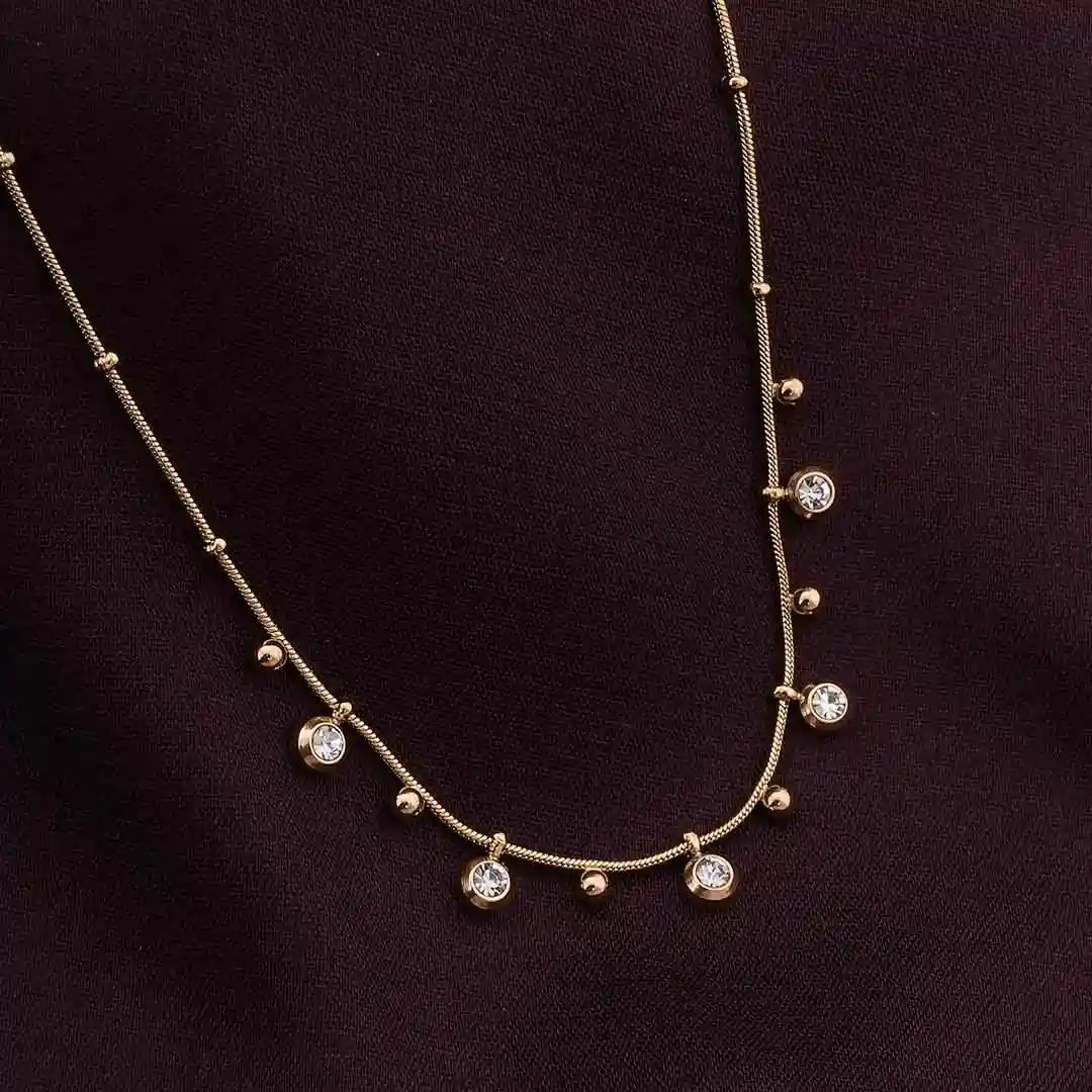 Palmonas Shimmering Diamond Chain Necklace For Womens - Waterproof & Anti-Tarnish