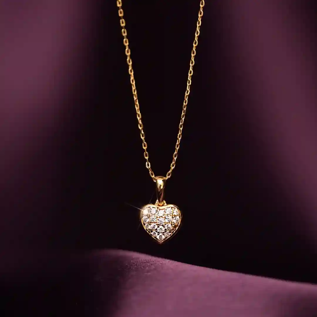 Palmonas  925 Sterling Silver Cute Heart Diamond Necklace For Womens