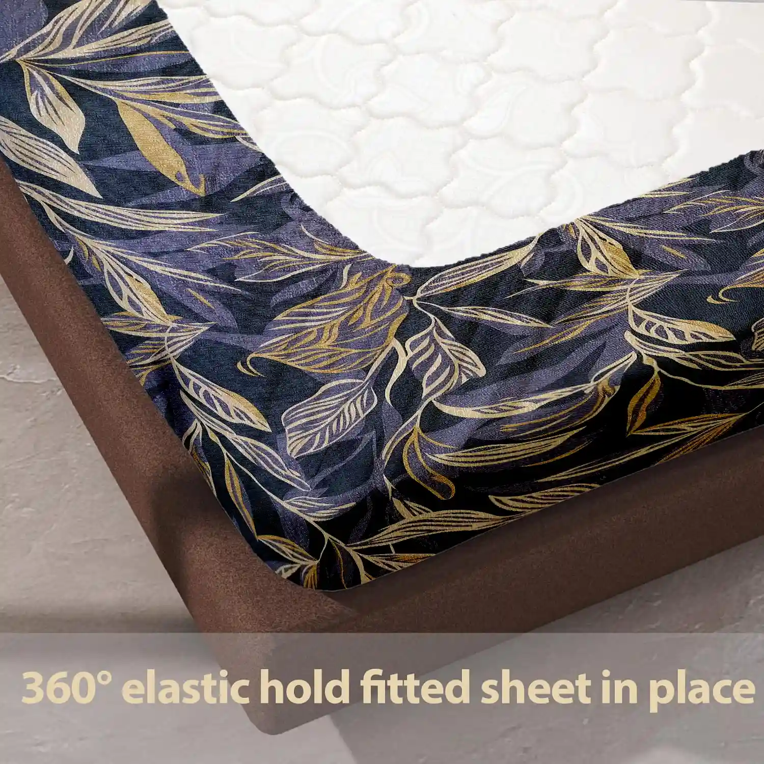 HOMIEE Glace Cotton Elastic Fitted Bed Sheet for Double Bed, Soft, Breathable & Durable Chadar with Deep Pockets, Wrinkle-Resistant, Fade-Proof & Perfect for All Seasons - MiD Grey